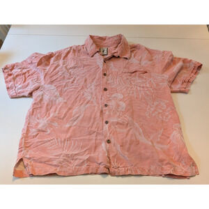 Jamaica Jaxx 100% Silk‎ Hawaiian Shirt Men’s XL Pink Coral Floral Tropical